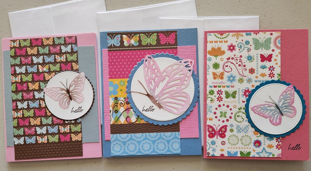 Handmade Butterfly Greeting Cards, Hello Friend, Stampin'up! (set of 3 ...