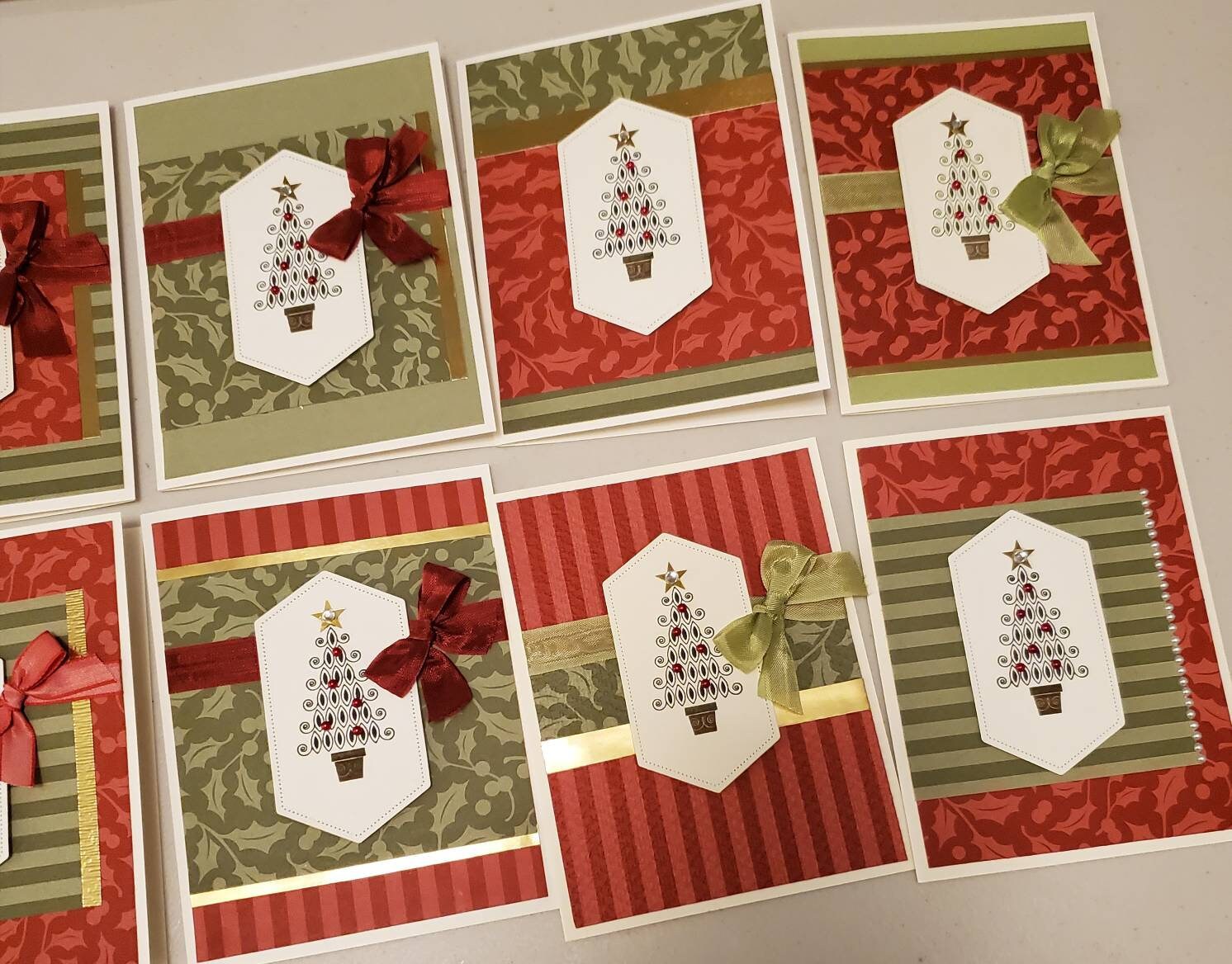 10 Handstamped Christmas Cards and Envelopes Handmade With - Etsy UK