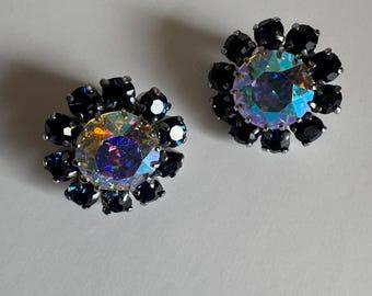 Vintage Austria rhinestone clip on earrings
