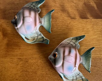 lot of two vintage wall fish