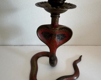 Cobra snake brass candle holder candlestick