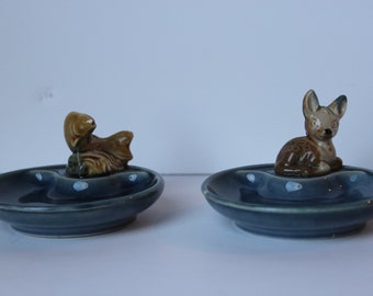 Lot of 2 fish and fawn Wade dish