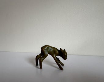 small little deer figurine trinket bronze plated lead