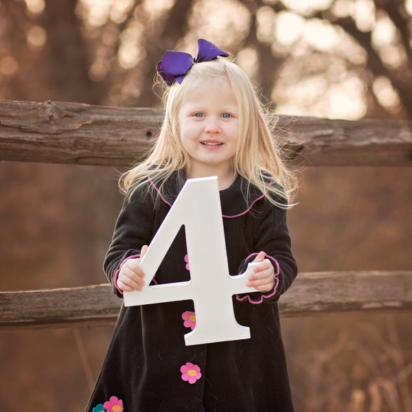 4 Sign Photo Prop for Fourth Birthday Photo Shoot for Kids - Wooden Number Four Sign Photographer, Number Three Sign (Item - NUM004)