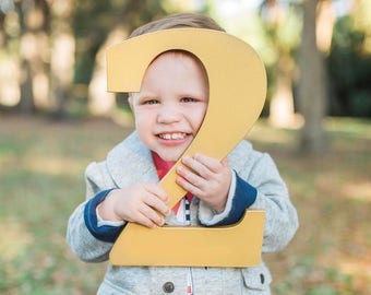 2 Sign Photo Prop for Second Birthday Photo Shoot for Toddlers & Kids - Wooden Number 2 Sign Photographer, Number Two Sign (Item - NUM002)