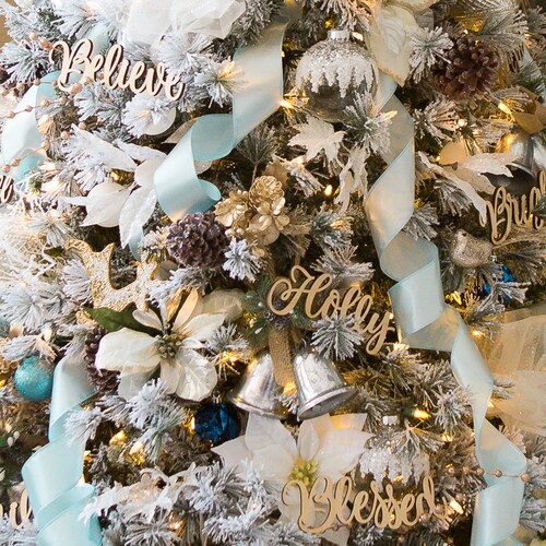 Wooden Word Ornaments for Christmas Tree Word Cutouts Rustic Etsy