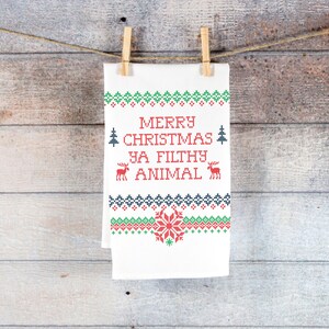 Funny Tea Towel Kitchen Decor Holiday Christmas Gift Ideas for Him or Her Kitchen Towel Christmas Holiday Sweater Style