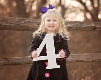 4 Sign Photo Prop for Fourth Birthday Photo Shoot for Kids - Wooden Number Four Sign Photographer, Number Three Sign (Item - NUM004)