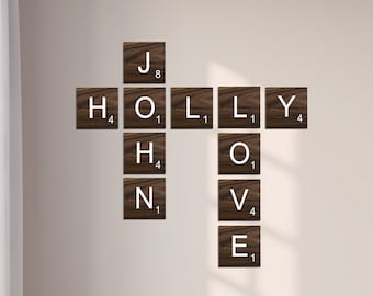 Scrabble Tiles for Wall, Scrabble Wall Letters, Choose Your Size, Custom Home Decor for Wall, Family Decorations Letters & Names (SBL242)