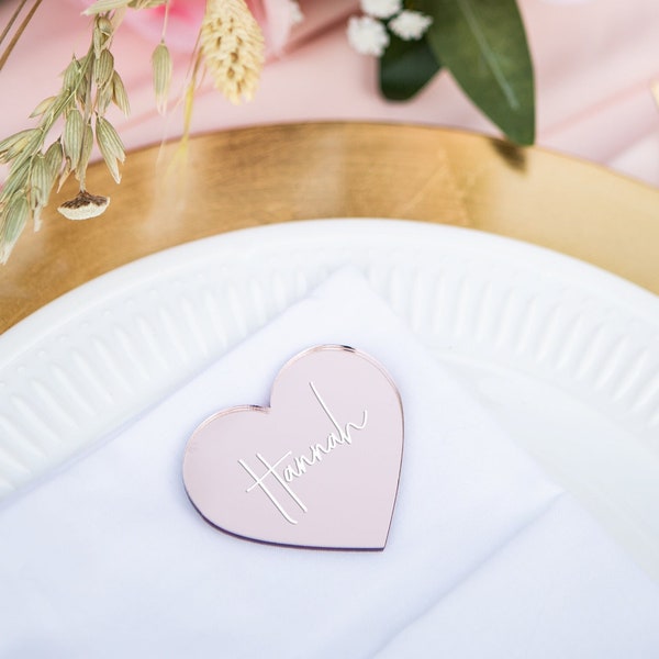 Heart Place Card Name Tags for Plate Names Bridal Shower Dinner Party Plate Names Table Decor Name Tags Placecards for Party Table Signs