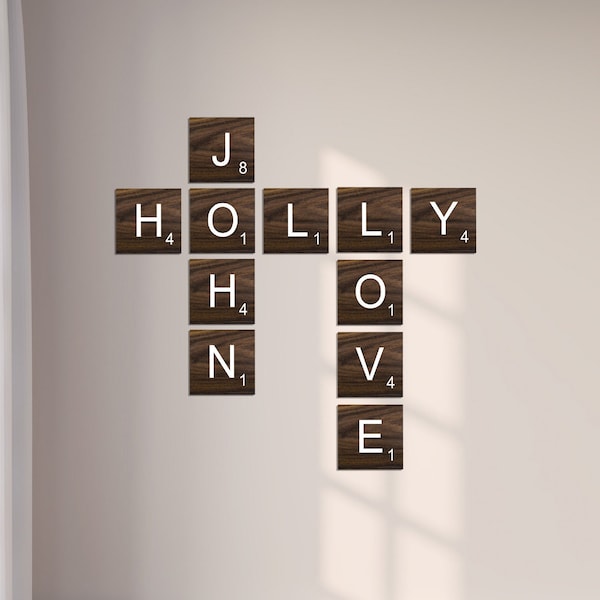 Scrabble Tile Decals for Wall, Scrabble Wall Letter Stickers, Scrabble Tiles, Custom Home Decor for Wall, Family Letters & Names (SBL720)