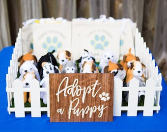 Favor Sign for Dog Themed or Puppy Theme Birthday Party "Adopt a Puppy" for Birthday Party Decor Favor Table for Kids (Item - ADP240)
