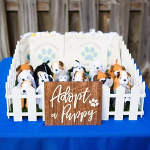 Favor Sign for Dog Themed or Puppy Theme Birthday Party &quot;Adopt a Puppy&quot; for Birthday Party Decor Favor Table for Kids (Item - ADP240)