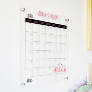 Home Decor Gift Calendar Clear Personalized Wall Calendar for Wall, Flamingo Home Office or Girls Room Decor Clear Acrylic - CFL699