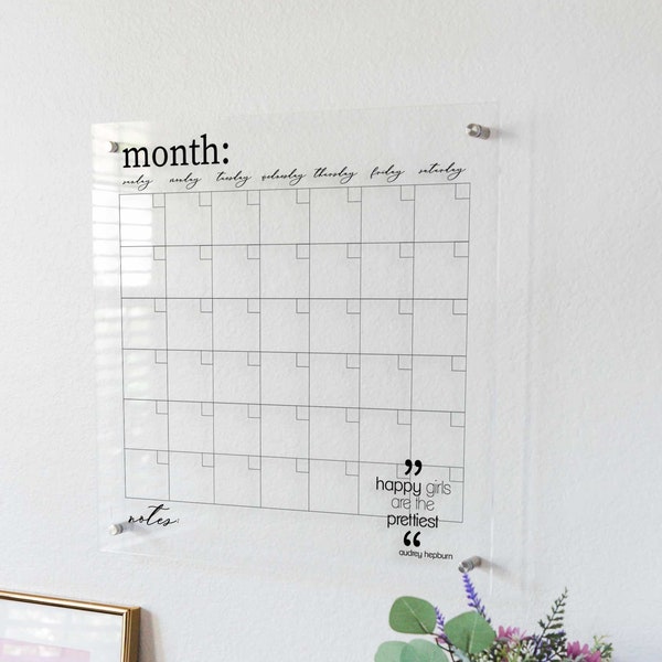 Dry Erase Calendar Etsy