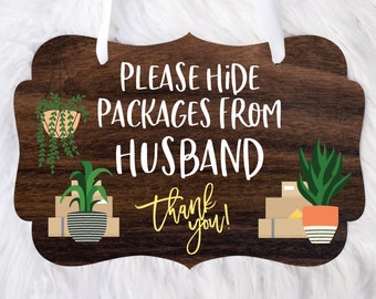 Wreath Door Sign, Doorbell Sign, Please Hide Packages, Funny Gift, Front Door Decor Sign, Doorbell Sign Wreath Sign (HPH642)