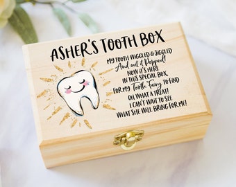 Tooth Fairy Box for Kids Tooth, Personalized Wooden Baby Teeth Box for Kids Tooth Fairy (TFB642)