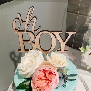 Babyshower-taarttopper Oh Boy voor jongen Baby Shoer-taart of geslachtsonthulling, feesttaarttopper jongen (item: OBY800)