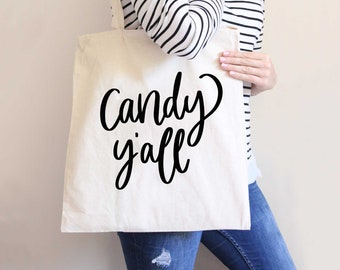 Halloween Bag with Cute Quote, Funny Halloween Tote Bag, Gift for Halloween, Fall Tote Bag, Cute Candy Bags, Bag for Fall Halloween (HQB300)