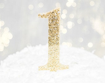 1 Cake Topper for First Birthday Cake Topper in Glitter Silver or Gold ...