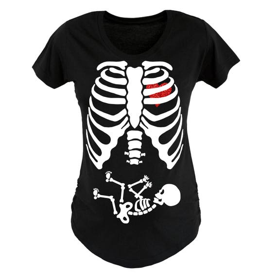 Halloween Maternity Shirt Skeleton Bones with Baby in Belly | Etsy