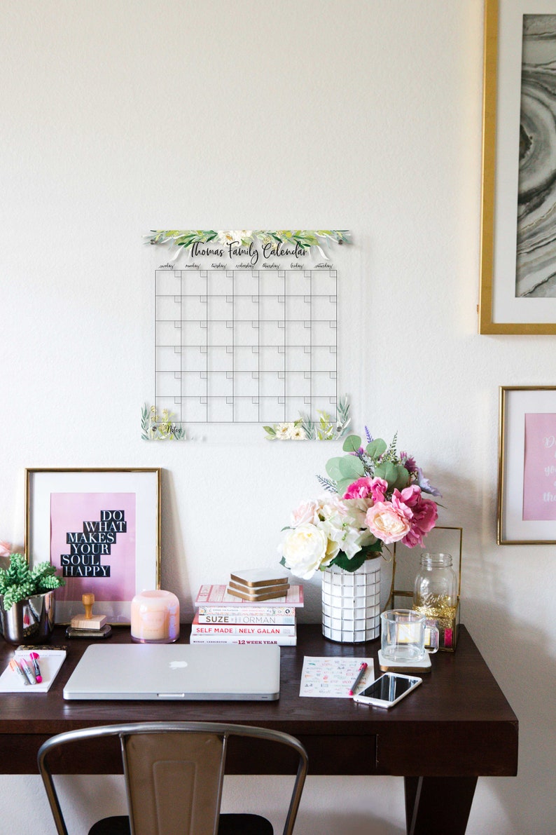 Clear Wall Calendar Dry Erase Calendar for Wall Floral Style Etsy Clear Wall Calendar Dry Erase Calendar for Wall Floral Style Etsy