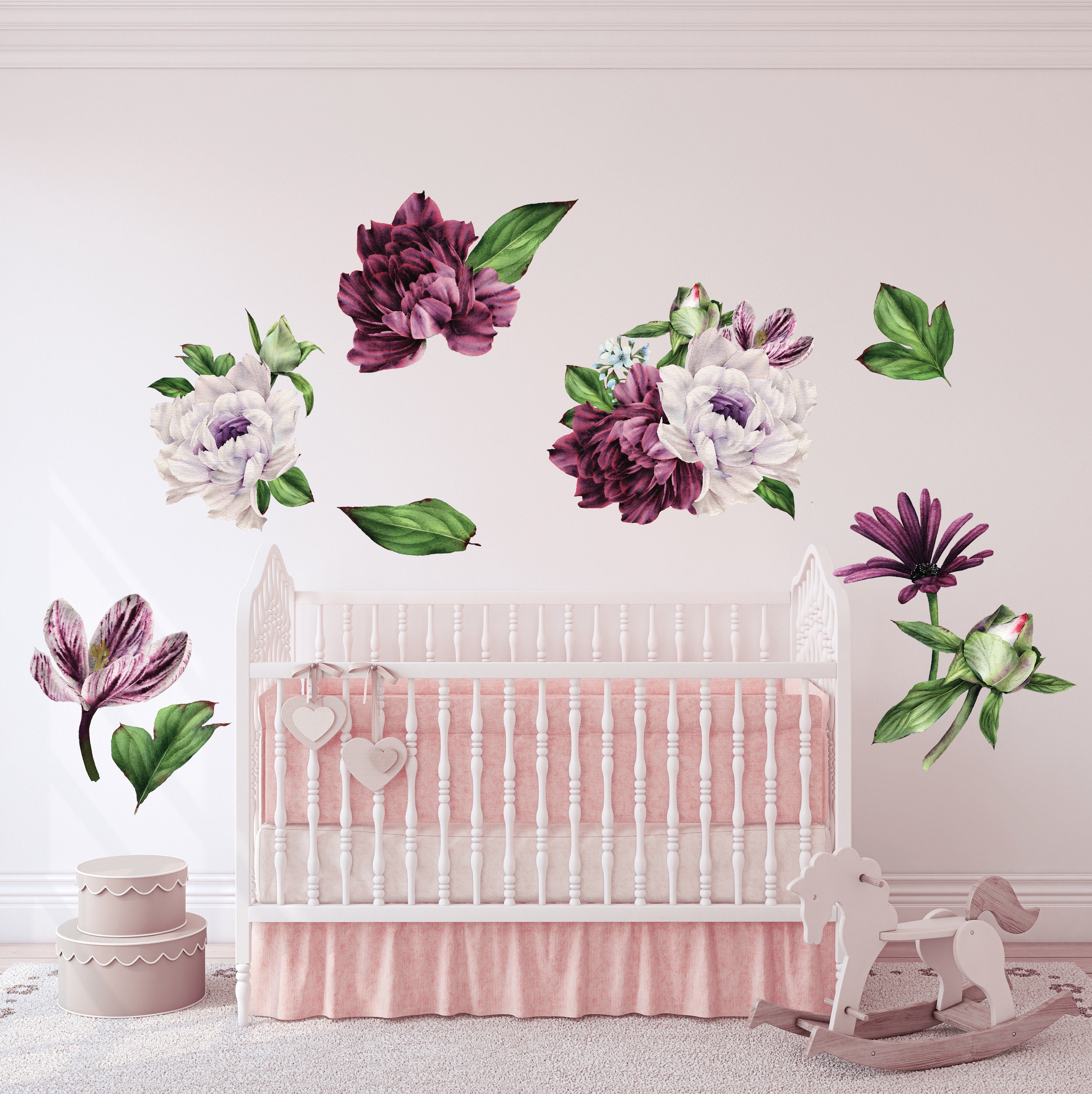Flower Decals Large Set for Nursery Bedroom Decor Wall Decor Etsy