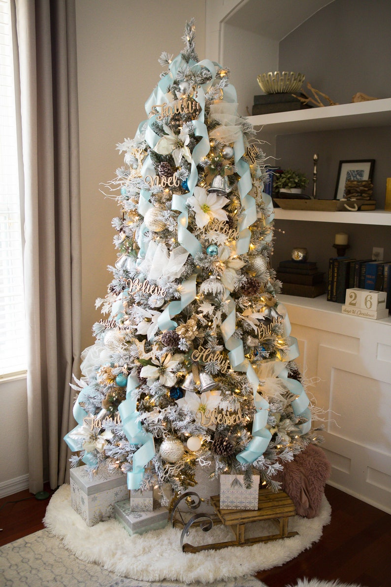 Wooden Word Ornaments for Christmas Tree Word Cutouts Rustic Etsy