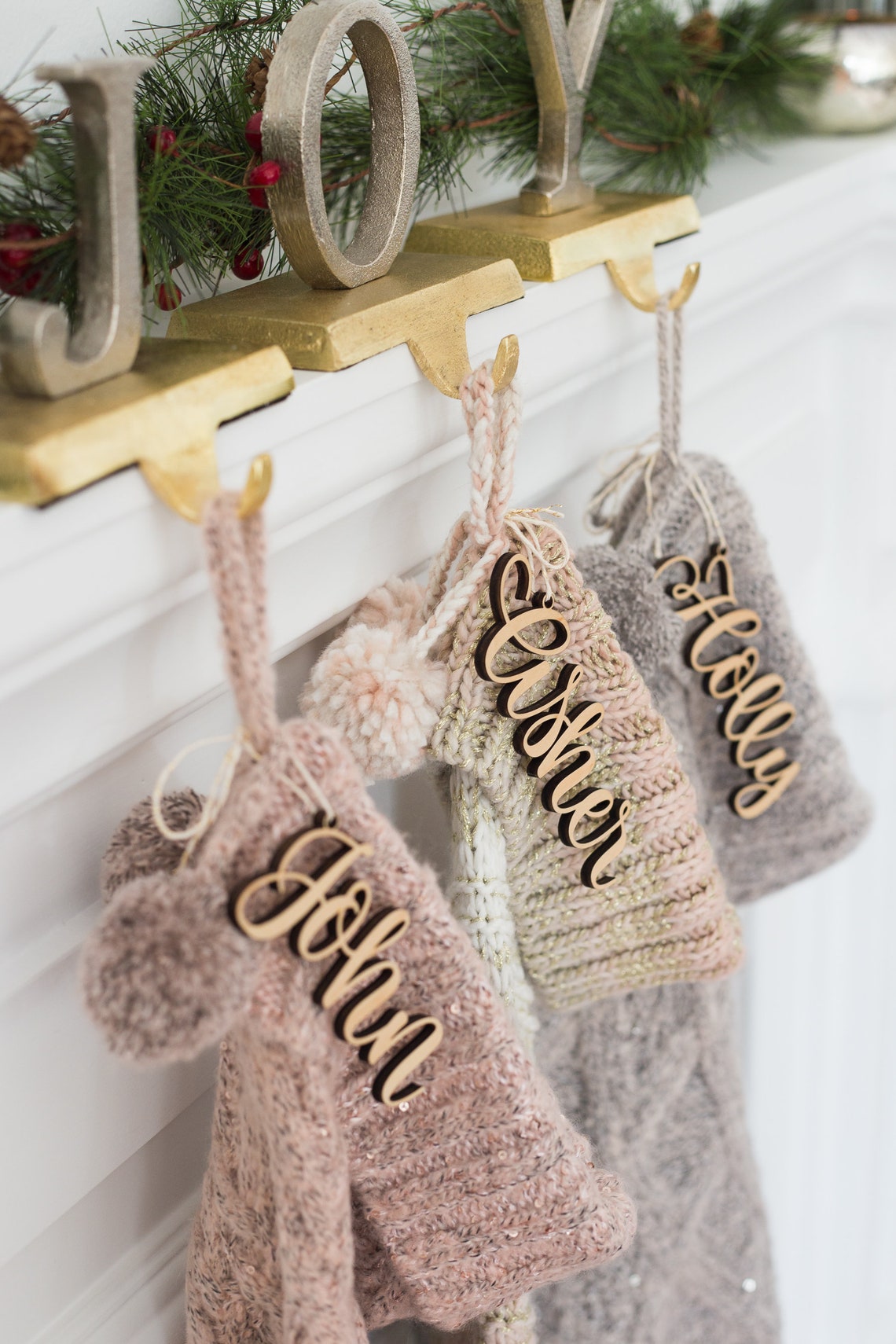 Christmas Stockings Name Tags Wooden Names for Stocking Etsy