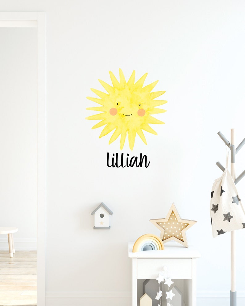 Name Decal Sunshine Nursery Decor Name Decal Sun Decal for Etsy