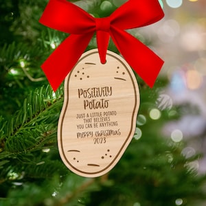 Lustiges Ornament positive Kartoffel motivierende Weihnachtsverzierung, Kinder Jugendliche weißer Elefant Geschenk Baum Dekor, Weihnachtsgeschenk für Familie PTO223