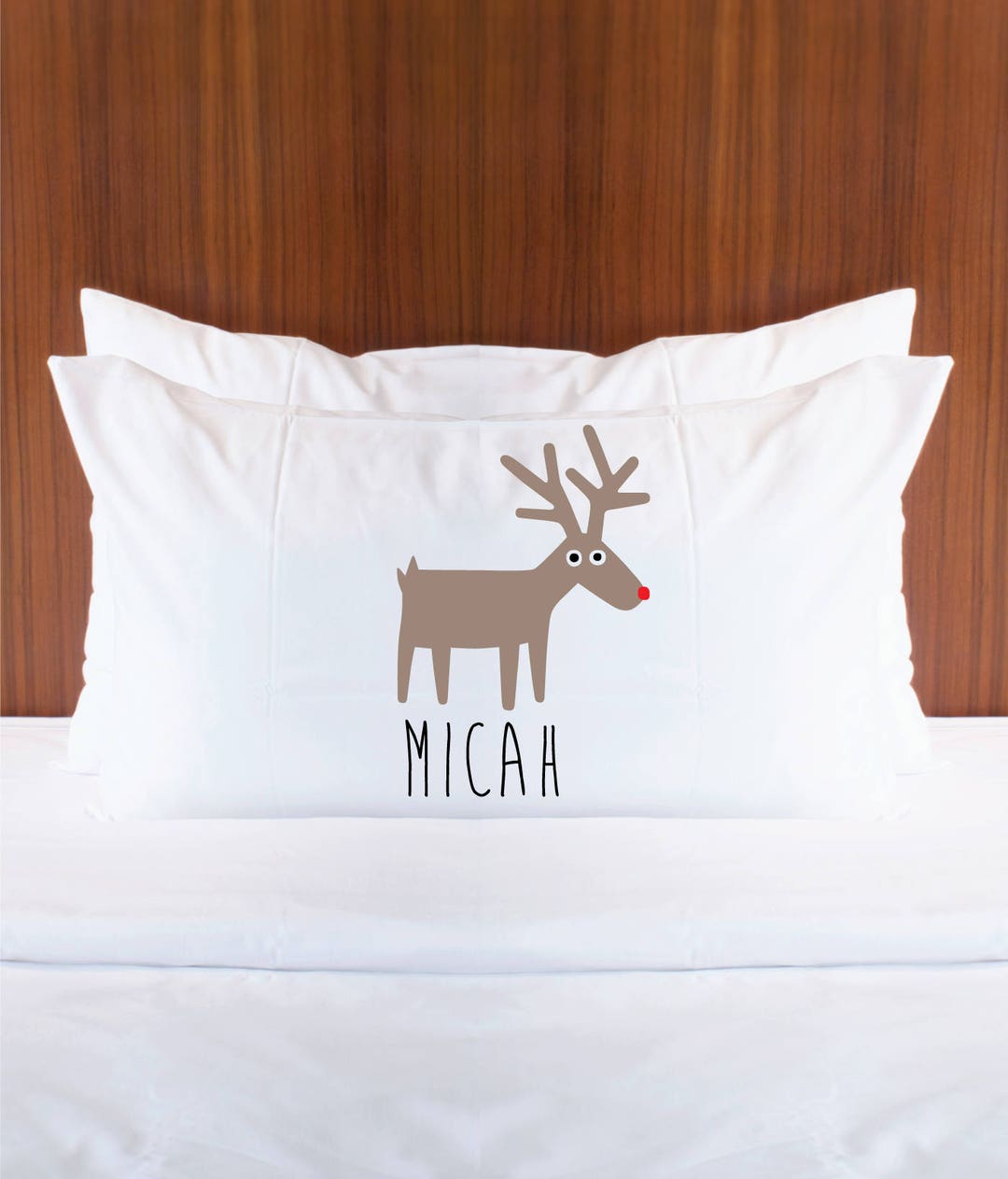 Personalized Kids Christmas Pillowcase With Animal Choice Etsy