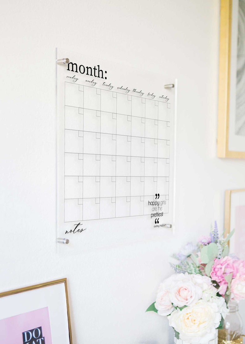 Clear Wall Calendar Dry Erase Calendar for Wall Custom Quote Etsy Canada