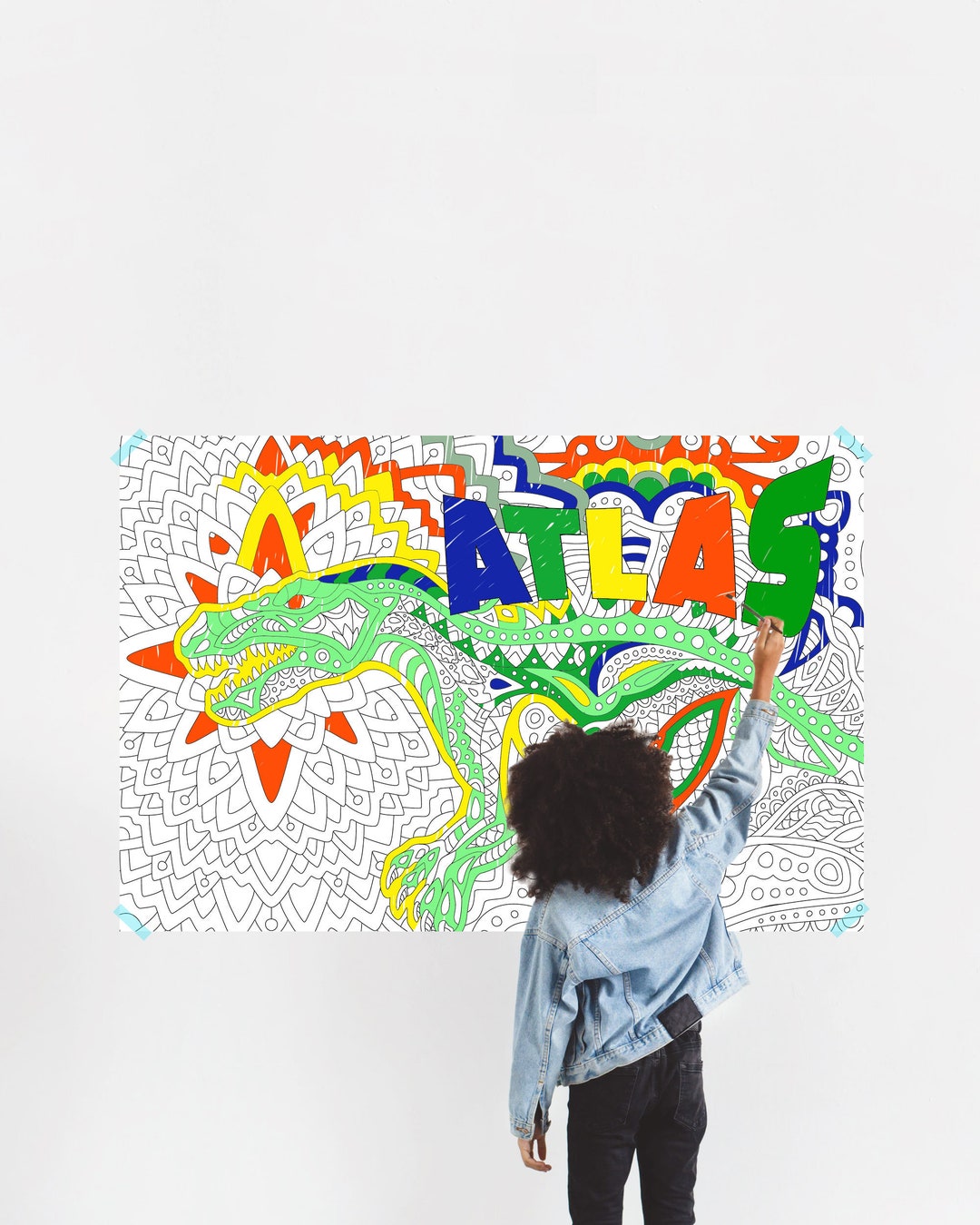 Coloring Poster for Kids With Name, Large Coloring Banner for Wall ...