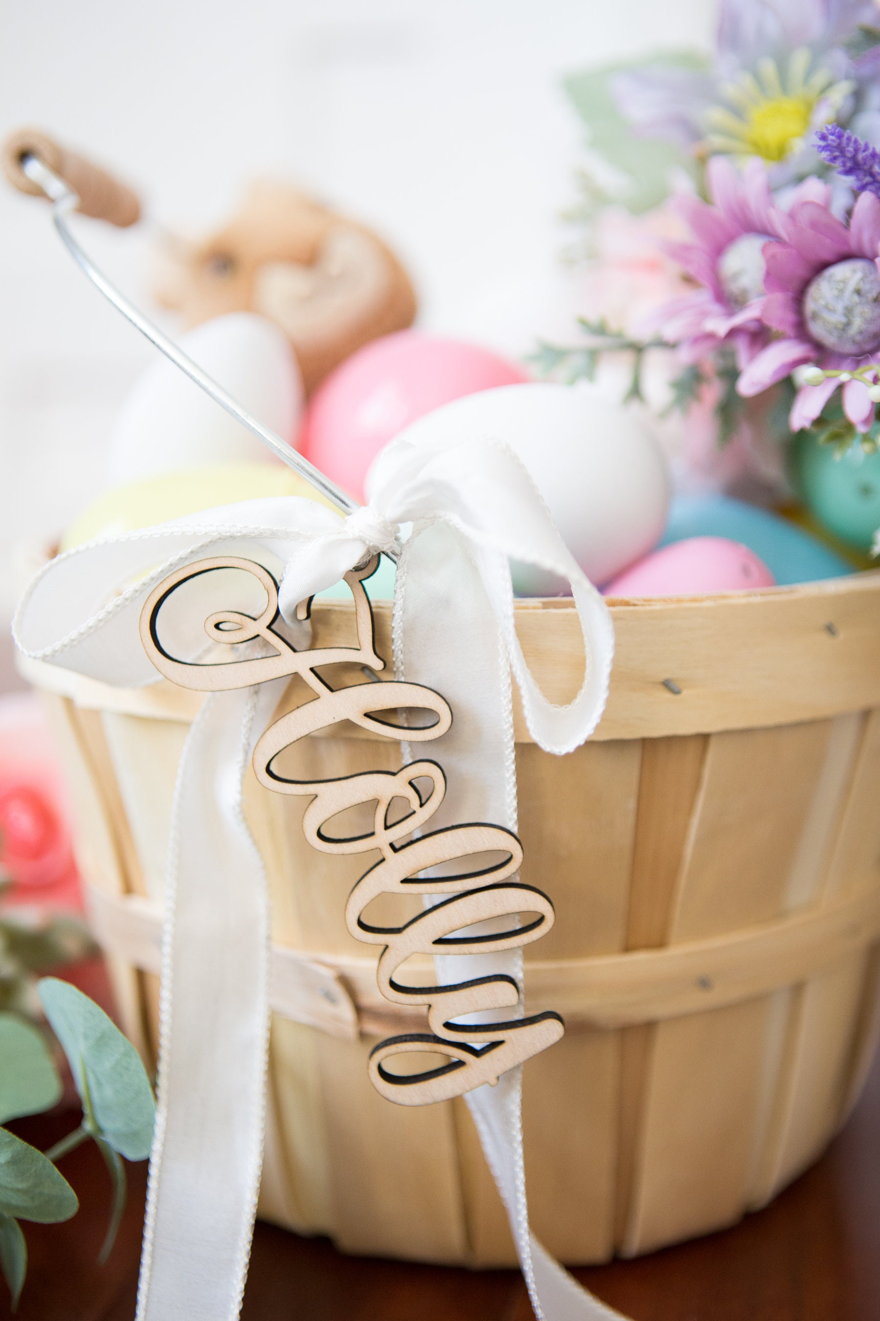 Easter Baskets With Names Wood Cutouts Kids Family Etsy