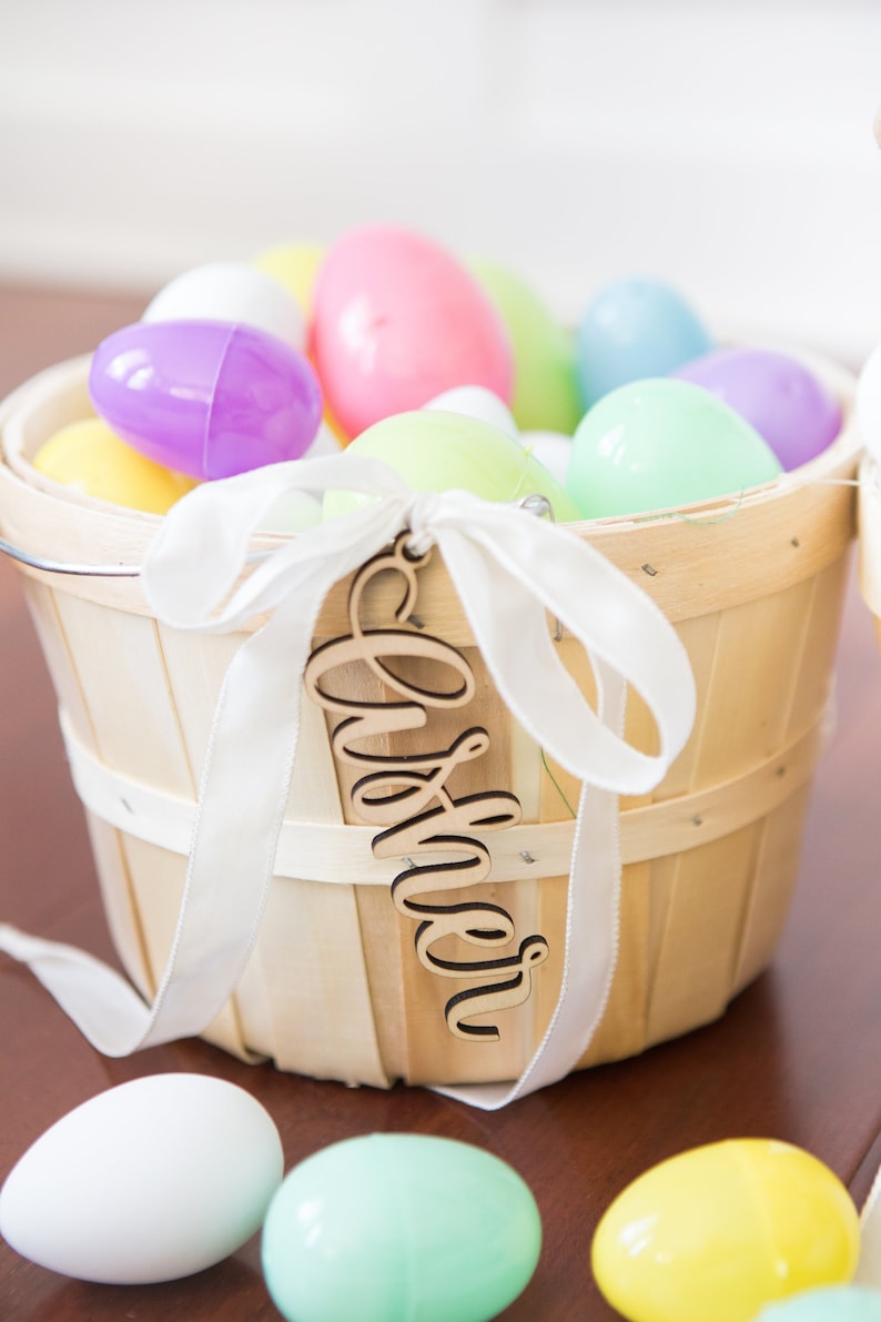 Easter Baskets With Names Wood Cutouts Kids Family Etsy
