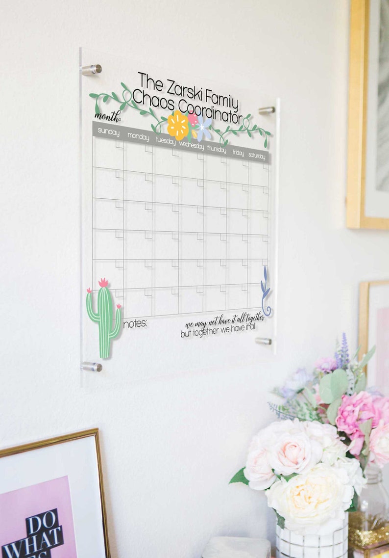 Clear Personalized Wall Calendar Dry Erase Calendar for Wall Etsy