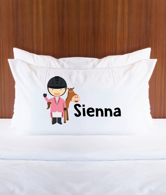 Personalized Pillowcase With Name For Kids Equestrian Girl Or Boy Pillowcase Horse Rider Bedroom Decor Gift Item Pke405