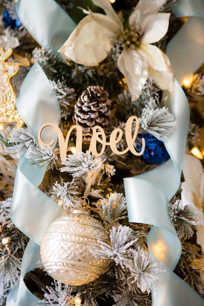 Wooden Word Ornaments for Christmas Tree Word Cutouts Rustic Etsy