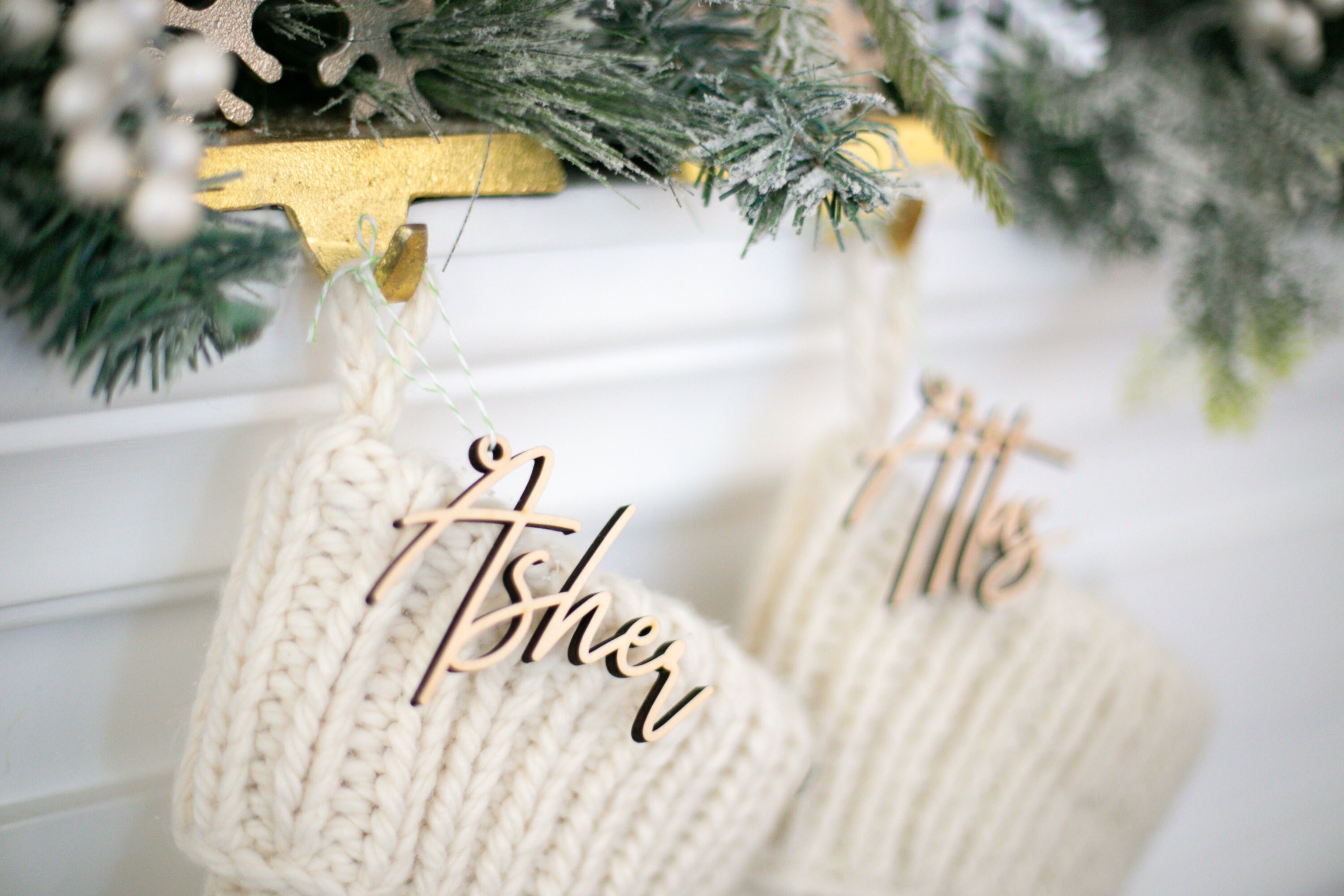 Christmas Stockings Name Tags Wooden Names for Stocking 