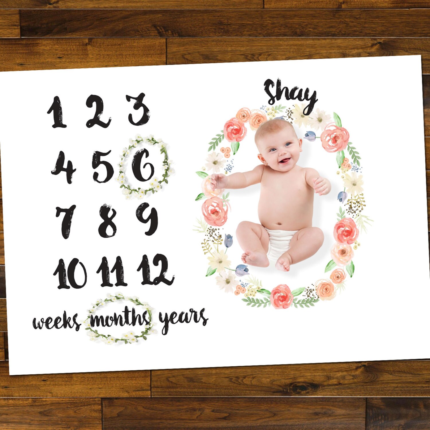 Tapis De Sol Pour Les Photos Dage De Bebe Milestone Floral Etsy