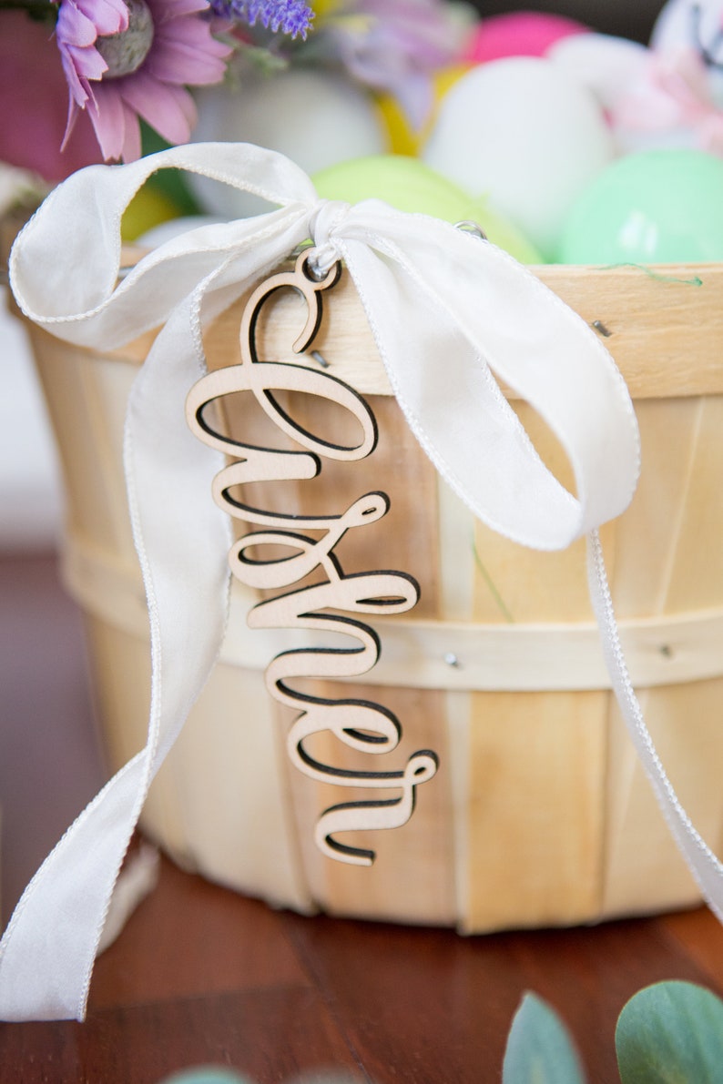 Easter Baskets With Names Wood Cutouts Kids Family Etsy