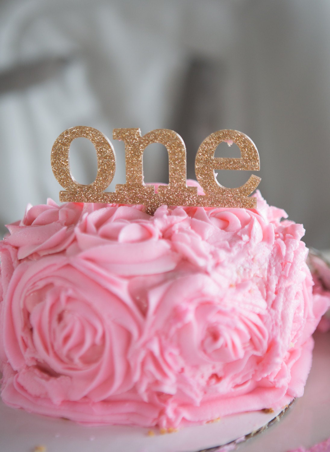 One Cake Topper for First Birthday Cake Smash, Gold Glitter Girls ...