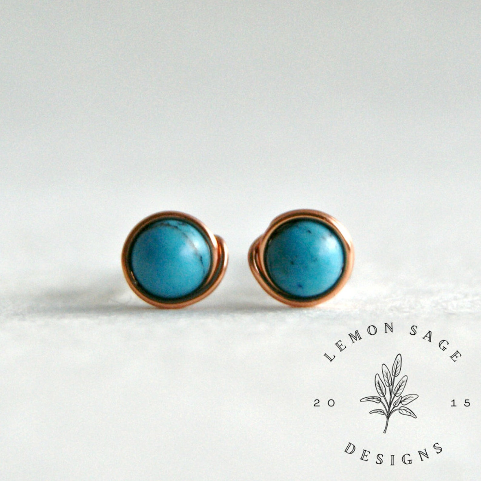 4mm Reconstituted Turquoise & Copper Stud Earrings Copper Etsy