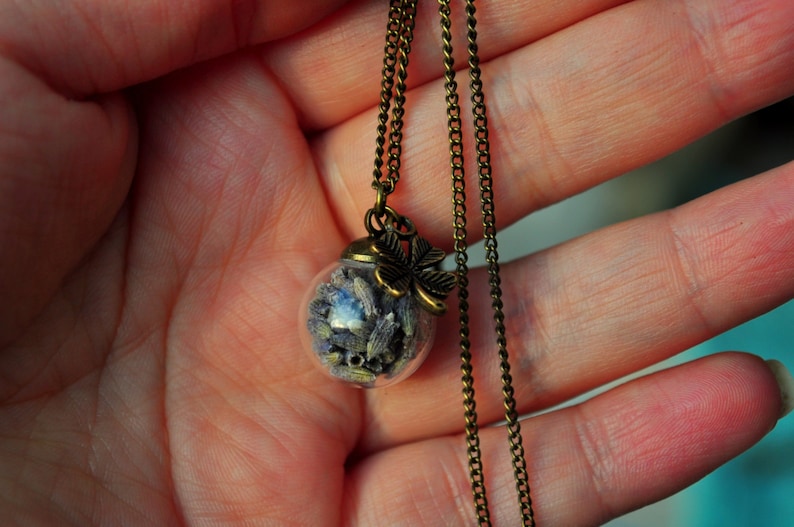 Real plant necklace Lavender Necklace Glass globe necklace ON SALE Botanical jewellery Glass globe necklace Dried lavender pendant