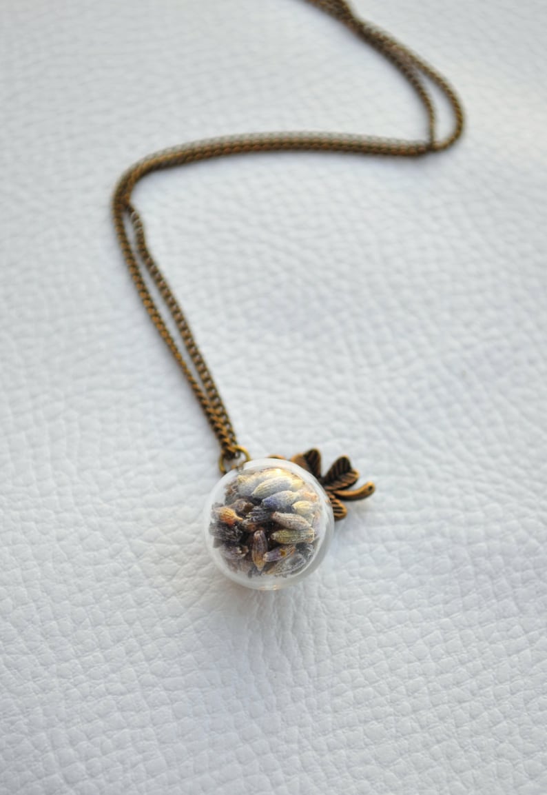 Real plant necklace Lavender Necklace Glass globe necklace ON SALE Botanical jewellery Glass globe necklace Dried lavender pendant