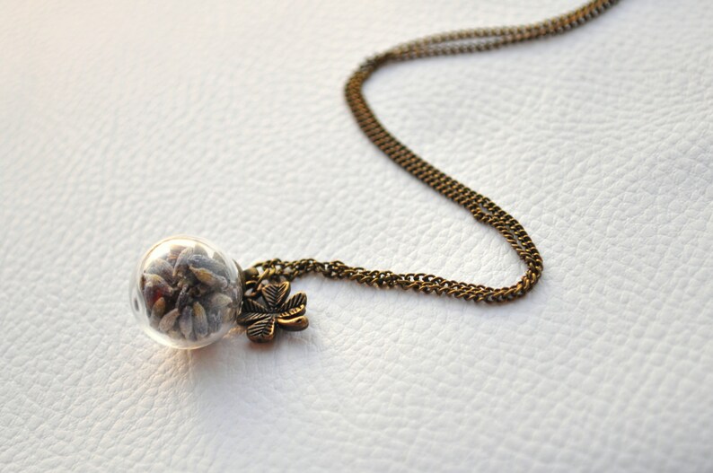 Real plant necklace Lavender Necklace Glass globe necklace ON SALE Botanical jewellery Glass globe necklace Dried lavender pendant