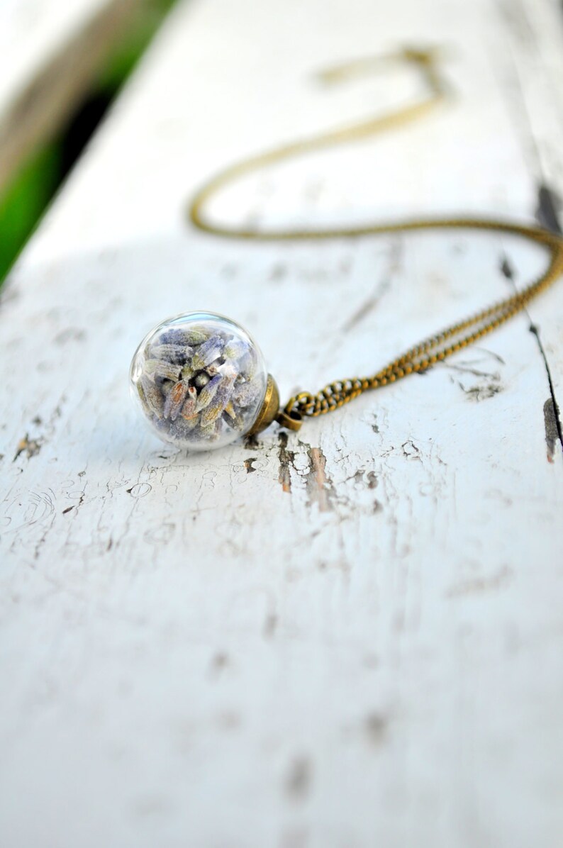 Real plant necklace Lavender Necklace Glass globe necklace ON SALE Botanical jewellery Glass globe necklace Dried lavender pendant