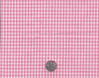 Red and White Gingham Fabric: 1/8 Inch Checks, Cotton Blend
