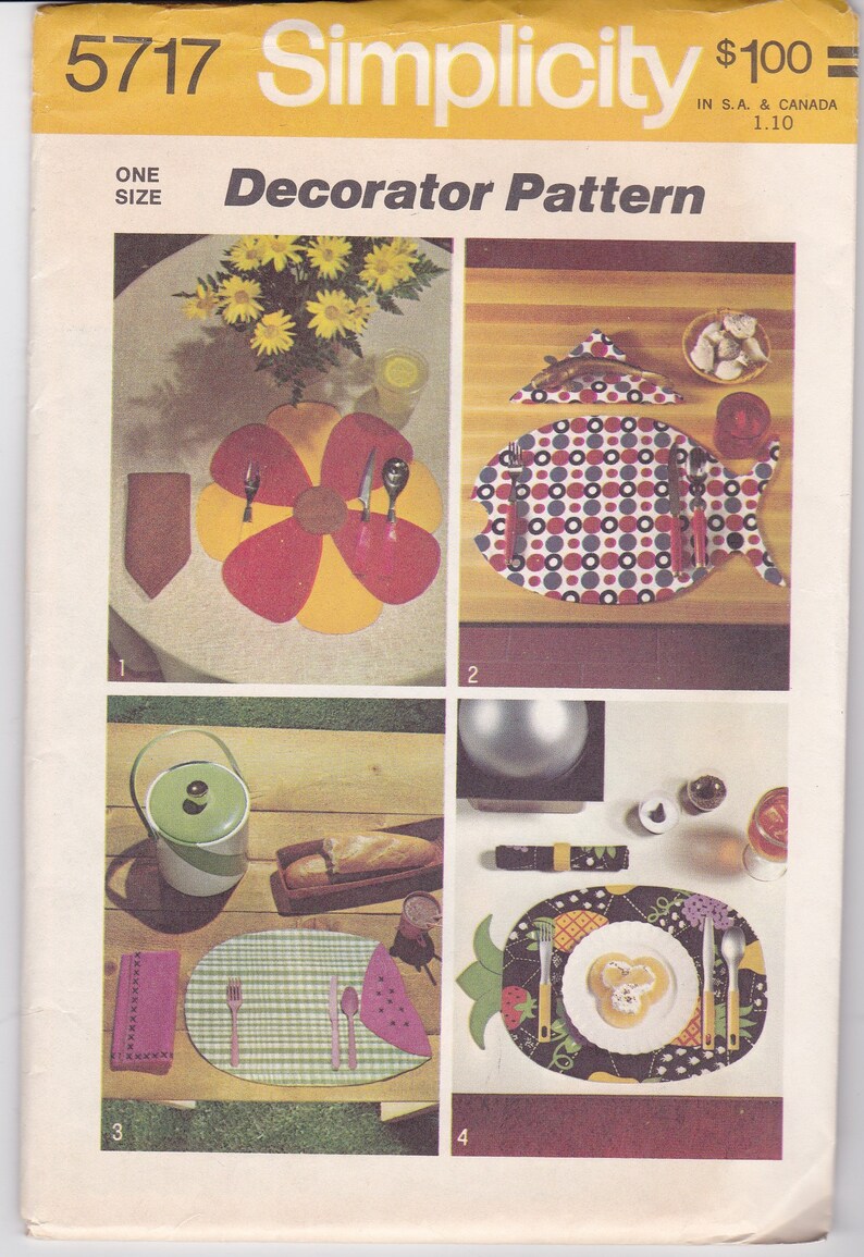 PLACE MAT PATTERN With Napkins Vintage Simplicity Decorator Etsy